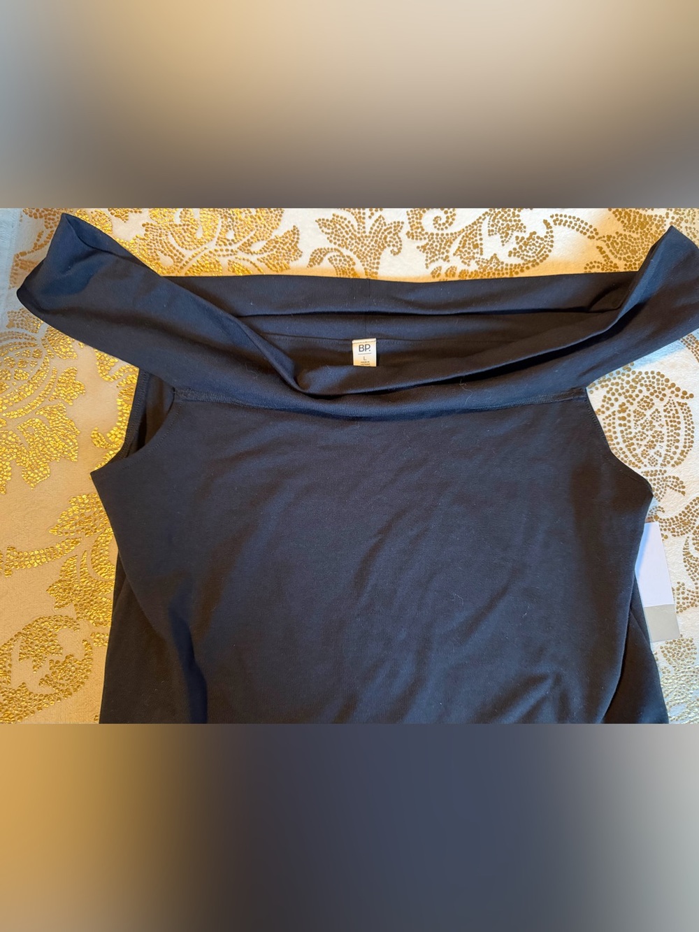 BP from Nordstrom Black off the Shoulder Knit Top Size Large